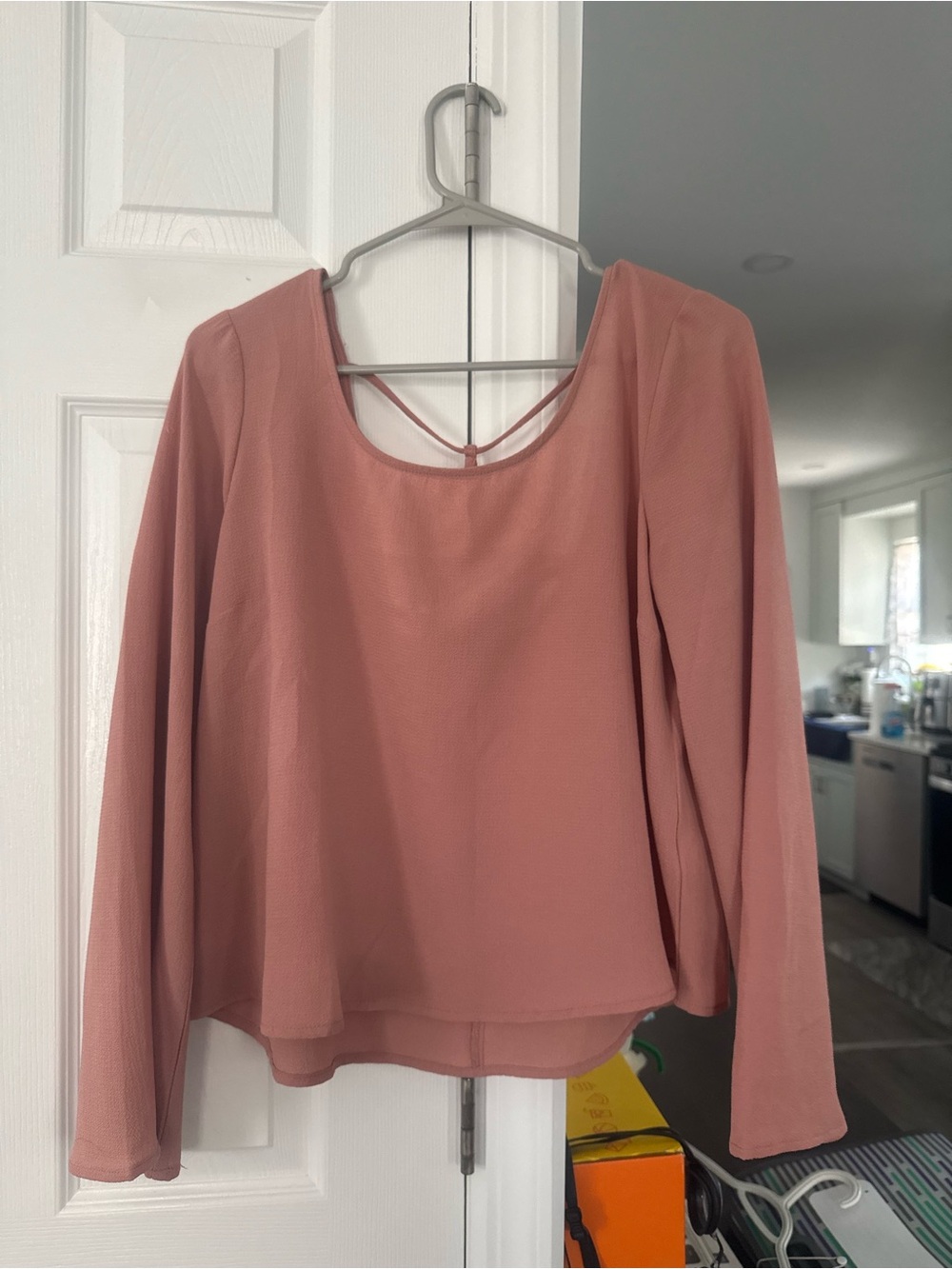 Charlotte Russe Rose Mauve Long-Sleeve Blouse